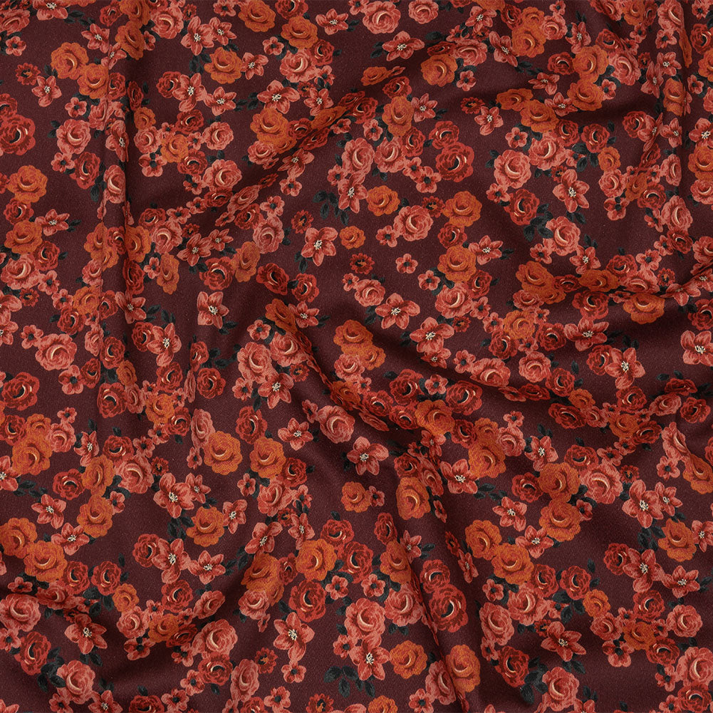 Stretch Cotton Sateen - Red Floral - Rose Garden Romance Print - Mood Exclusive Rockland Collection Stretch Cotton Sateen - Red Floral - Rose Garden Romance Print - Mood Exclusive Rockland Collection