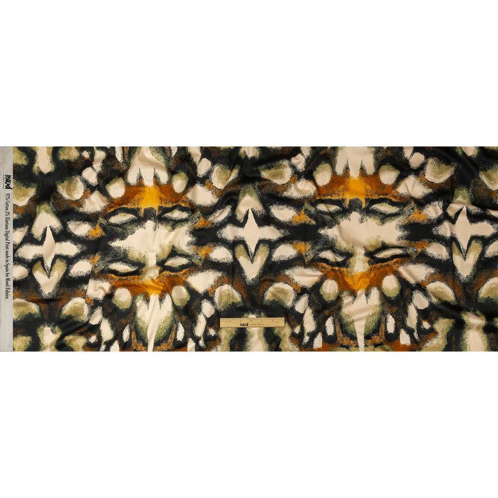 Stretch Cotton Sateen - Black and Beige Abstract - From the Earth Print - Mood Exclusive Rockland Collection - Full Stretch Cotton Sateen - Black and Beige Abstract - From the Earth Print - Mood Exclusive Rockland Collection - Full