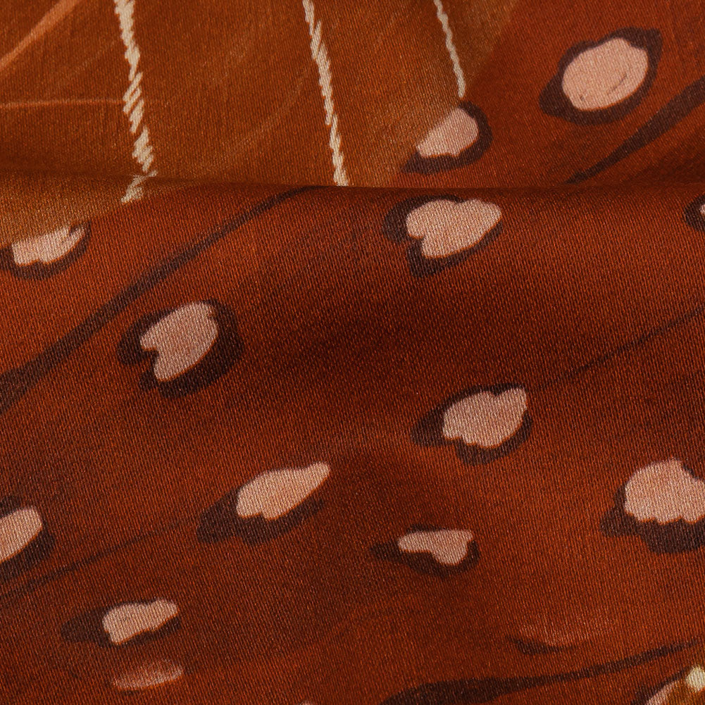 Stretch Cotton Sateen - Brown and Orange Decorated Diagonal Stripes - Wind in Your Wings Print - Mood Exclusive Rockland Collection Stretch Cotton Sateen - Brown and Orange Decorated Diagonal Stripes - Wind in Your Wings Print - Mood Exclusive Rockland Collection