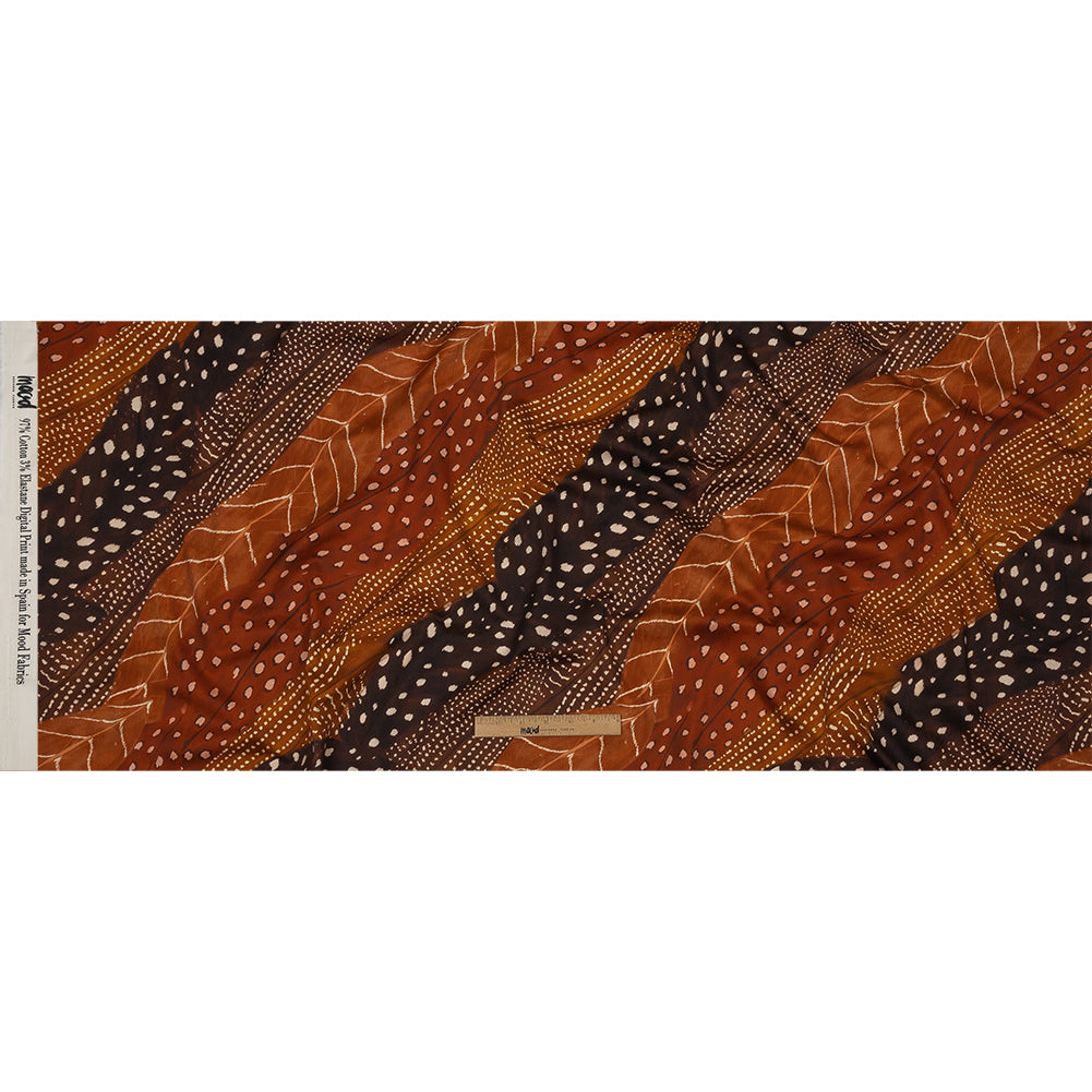 Stretch Cotton Sateen - Brown and Orange Decorated Diagonal Stripes - Wind in Your Wings Print - Mood Exclusive Rockland Collection Stretch Cotton Sateen - Brown and Orange Decorated Diagonal Stripes - Wind in Your Wings Print - Mood Exclusive Rockland Collection