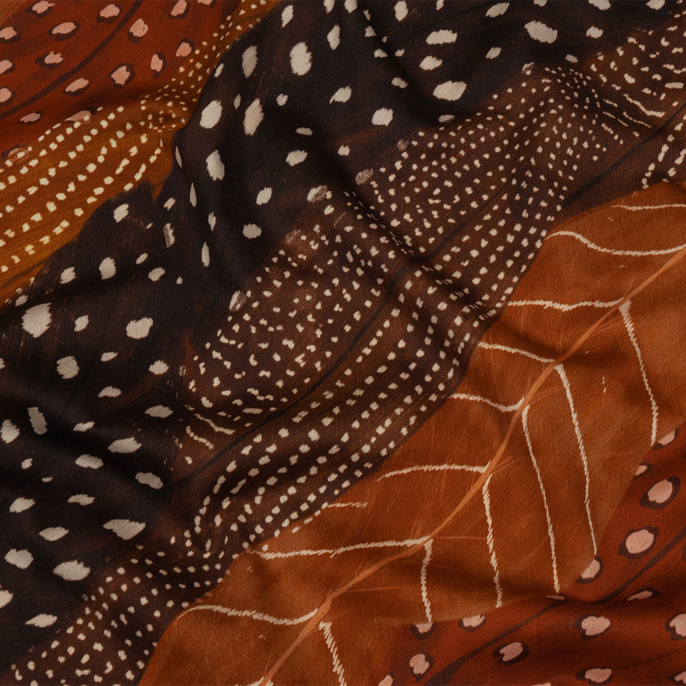 Stretch Cotton Sateen - Brown and Orange Decorated Diagonal Stripes - Wind in Your Wings Print - Mood Exclusive Rockland Collection Stretch Cotton Sateen - Brown and Orange Decorated Diagonal Stripes - Wind in Your Wings Print - Mood Exclusive Rockland Collection