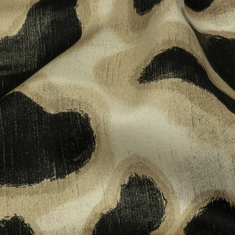Stretch Cotton Sateen - Black and Beige Abstract Spots - Fragments of Memory Print - Mood Exclusive Rockland Collection Stretch Cotton Sateen - Black and Beige Abstract Spots - Fragments of Memory Print - Mood Exclusive Rockland Collection
