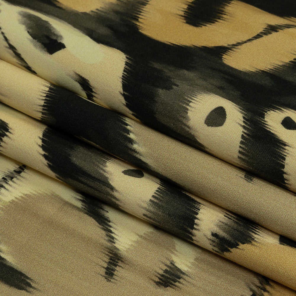 Stretch Cotton Sateen - Black and Beige Ikat Leaves - Things We Leave Behind Print - Mood Exclusive Rockland Collection Stretch Cotton Sateen - Black and Beige Ikat Leaves - Things We Leave Behind Print - Mood Exclusive Rockland Collection