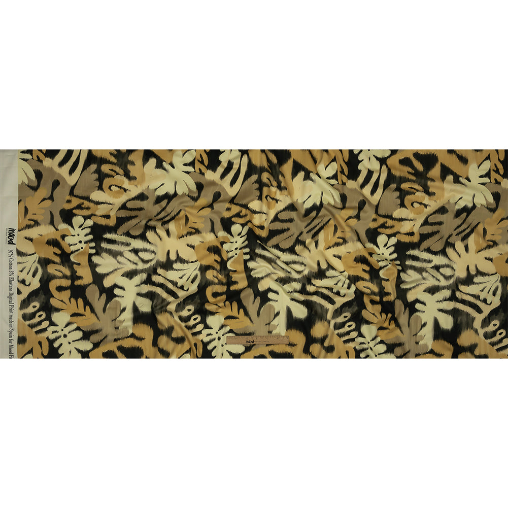 Stretch Cotton Sateen - Black and Beige Ikat Leaves - Things We Leave Behind Print - Mood Exclusive Rockland Collection Stretch Cotton Sateen - Black and Beige Ikat Leaves - Things We Leave Behind Print - Mood Exclusive Rockland Collection