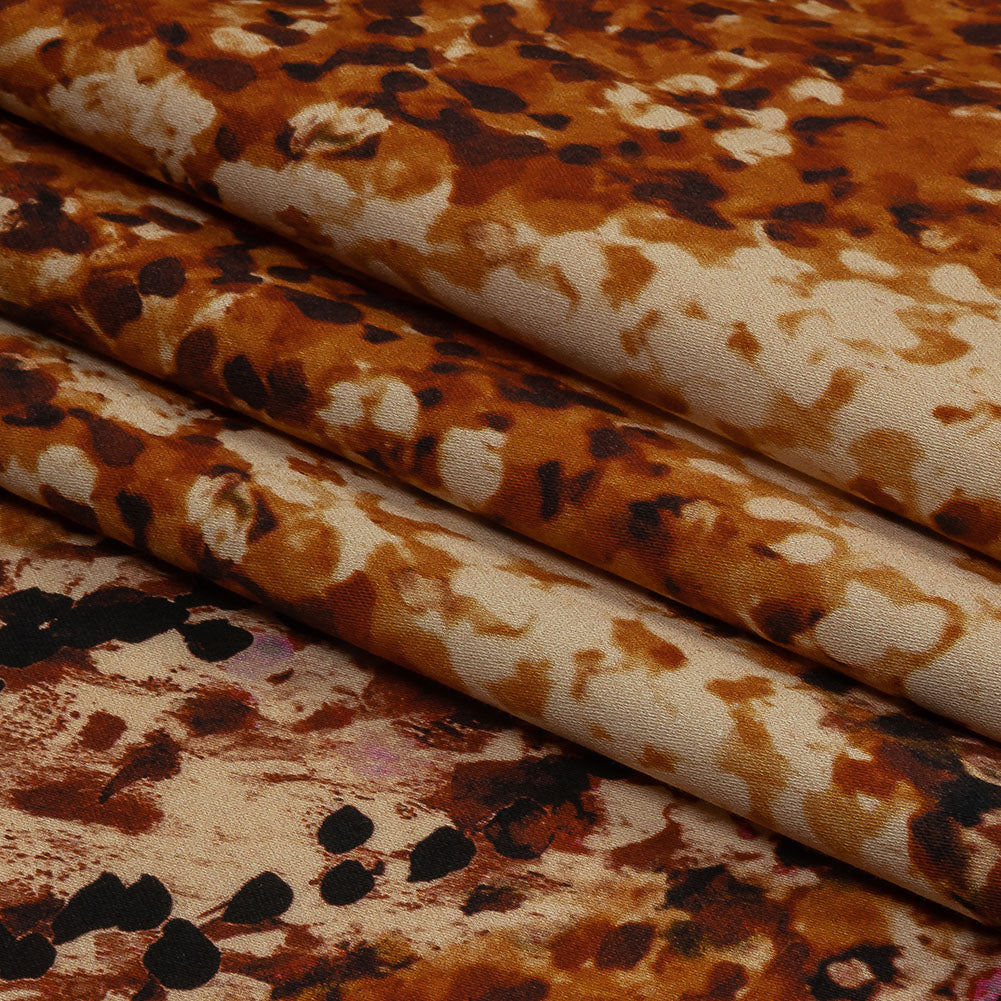 Stretch Cotton Sateen - Beige and Orange Abstract - Summit Sketches Print - Mood Exclusive Rockland Collection - Folded Stretch Cotton Sateen - Beige and Orange Abstract - Summit Sketches Print - Mood Exclusive Rockland Collection - Folded