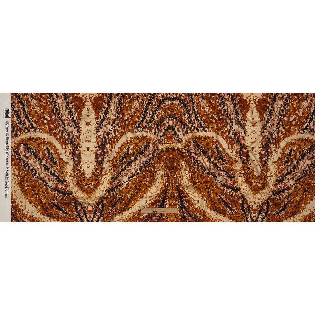 Stretch Cotton Sateen - Beige and Orange Abstract - Summit Sketches Print - Mood Exclusive Rockland Collection - Full Stretch Cotton Sateen - Beige and Orange Abstract - Summit Sketches Print - Mood Exclusive Rockland Collection - Full