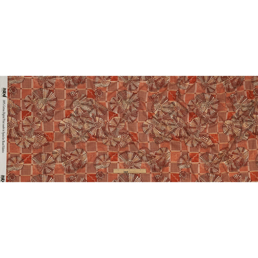 Cotton Voile - Red and White Shells on Plaid - Weekend Wandering Print - Mood Exclusive Rockland Collection - Full Cotton Voile - Red and White Shells on Plaid - Weekend Wandering Print - Mood Exclusive Rockland Collection - Full