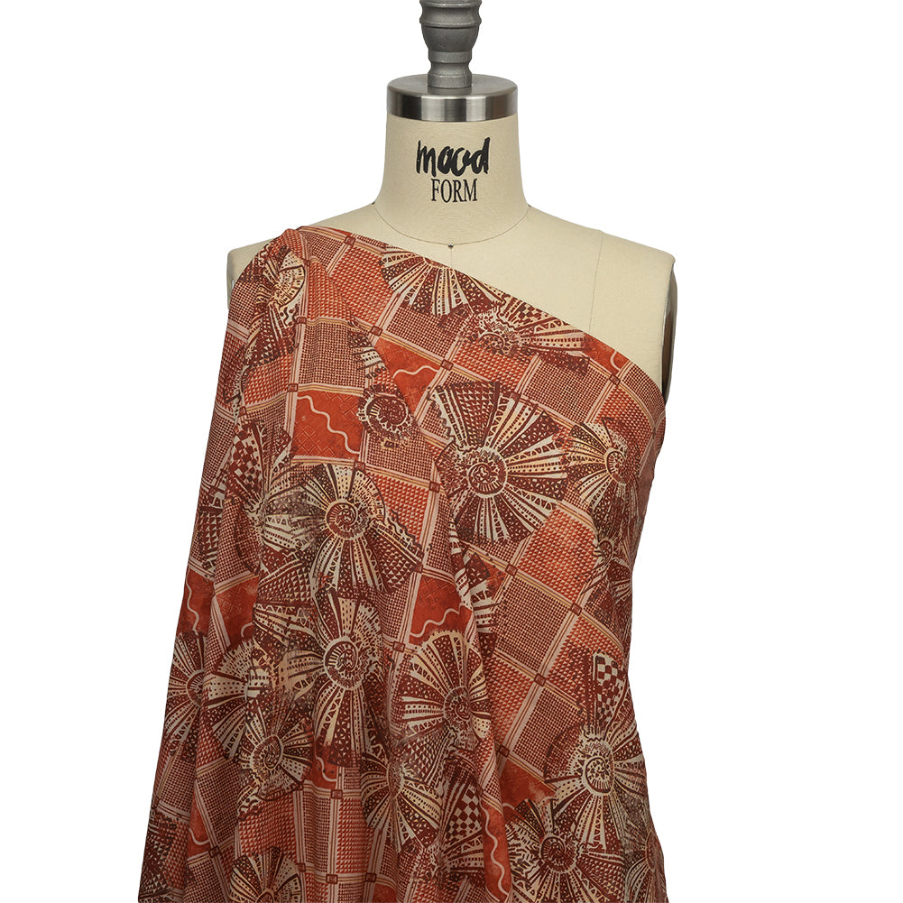 Cotton Voile - Red and White Shells on Plaid - Weekend Wandering Print - Mood Exclusive Rockland Collection - Drape Cotton Voile - Red and White Shells on Plaid - Weekend Wandering Print - Mood Exclusive Rockland Collection - Drape