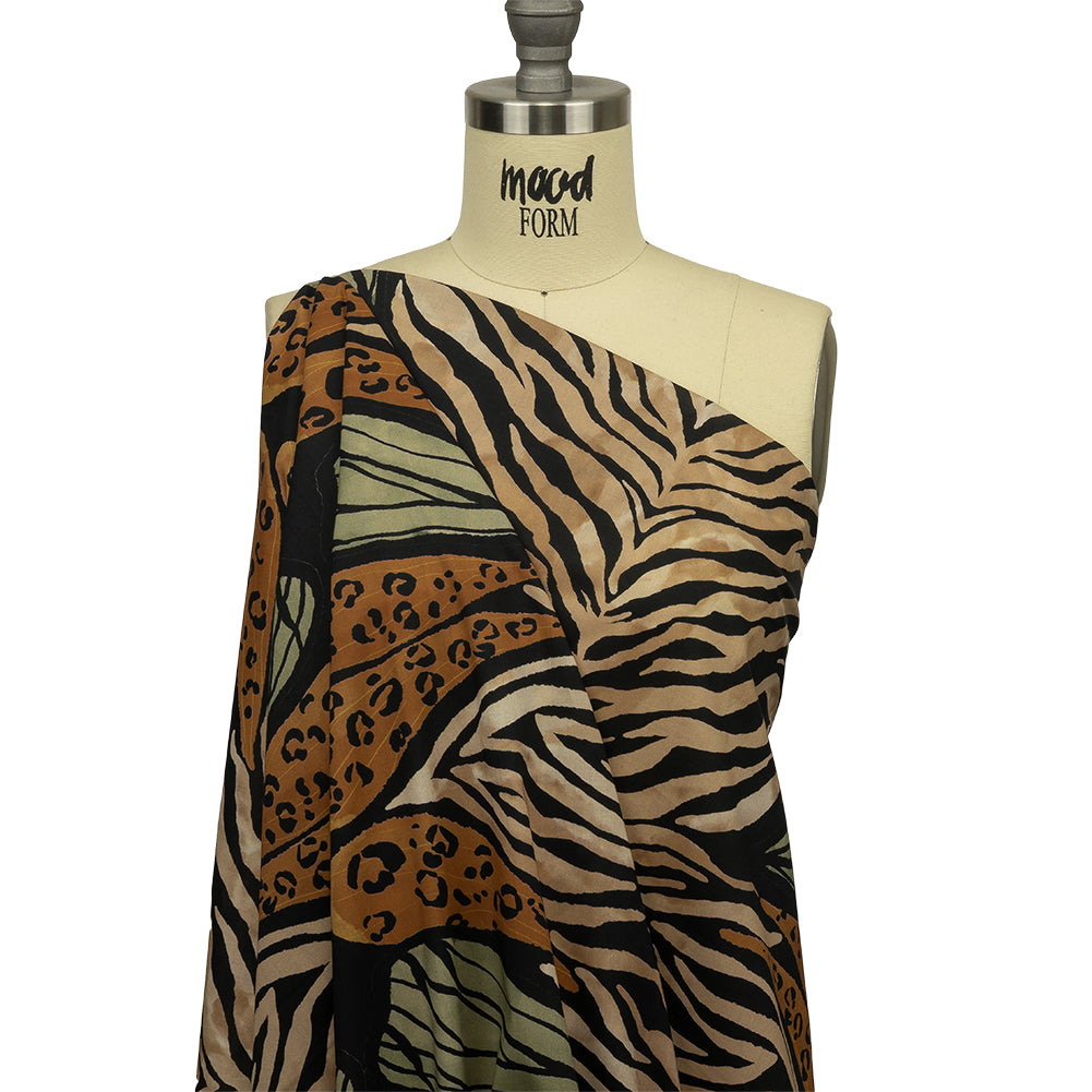 Cotton Voile - Beige and Black Wings and Tiger Stripes - Wild Wonders Print - Mood Exclusive Rockland Collection - Drape Cotton Voile - Beige and Black Wings and Tiger Stripes - Wild Wonders Print - Mood Exclusive Rockland Collection - Drape