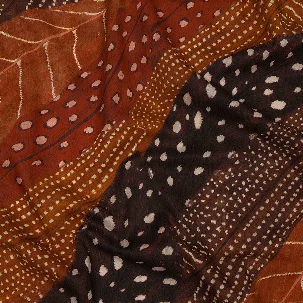 Cotton Voile - Brown and Orange Decorated Diagonal Stripes - Wind in Your Wings Print - Mood Exclusive Rockland Collection Cotton Voile - Brown and Orange Decorated Diagonal Stripes - Wind in Your Wings Print - Mood Exclusive Rockland Collection