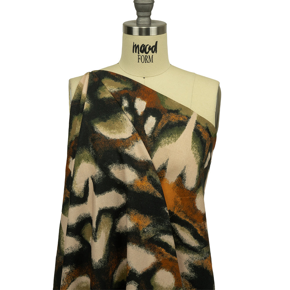 Linen and Rayon Woven - Black and Beige Abstract - From the Earth Print - Mood Exclusive Rockland Collection Linen and Rayon Woven - Black and Beige Abstract - From the Earth Print - Mood Exclusive Rockland Collection