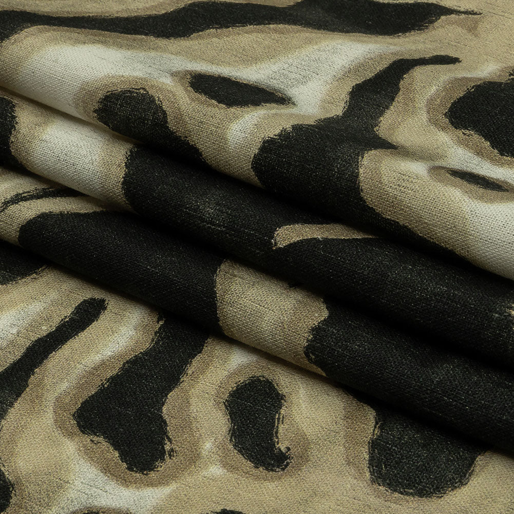 Linen and Rayon Woven - Black and Beige Abstract Spots - Fragments of Memory Print - Mood Exclusive Rockland Collection Linen and Rayon Woven - Black and Beige Abstract Spots - Fragments of Memory Print - Mood Exclusive Rockland Collection