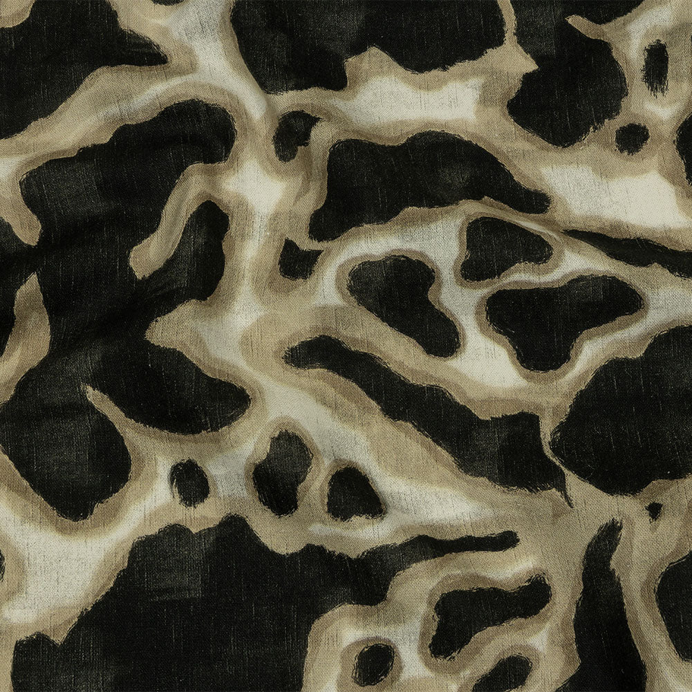Linen and Rayon Woven - Black and Beige Abstract Spots - Fragments of Memory Print - Mood Exclusive Rockland Collection Linen and Rayon Woven - Black and Beige Abstract Spots - Fragments of Memory Print - Mood Exclusive Rockland Collection