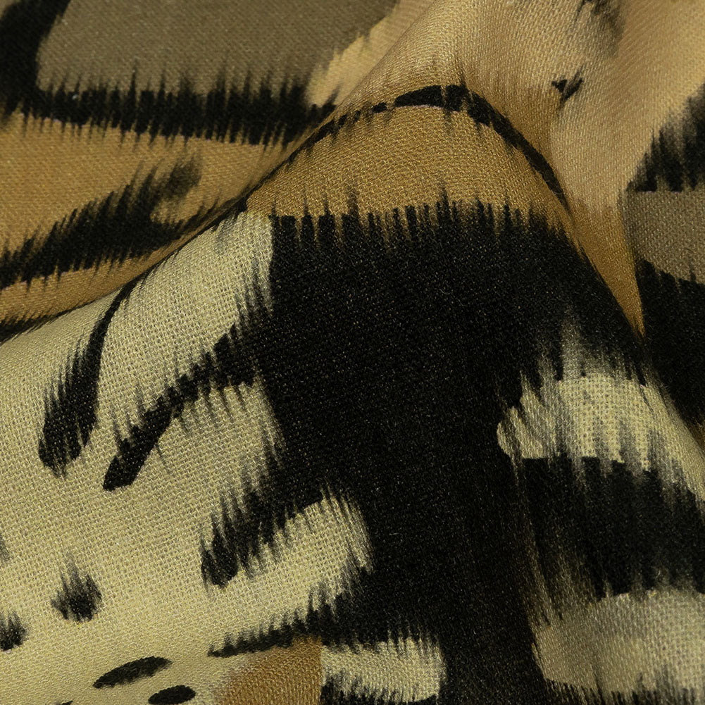 Linen and Rayon Woven - Black and Beige Ikat Leaves - Things We Leave Behind Print - Mood Exclusive Rockland Collection - Detail Linen and Rayon Woven - Black and Beige Ikat Leaves - Things We Leave Behind Print - Mood Exclusive Rockland Collection - Detail