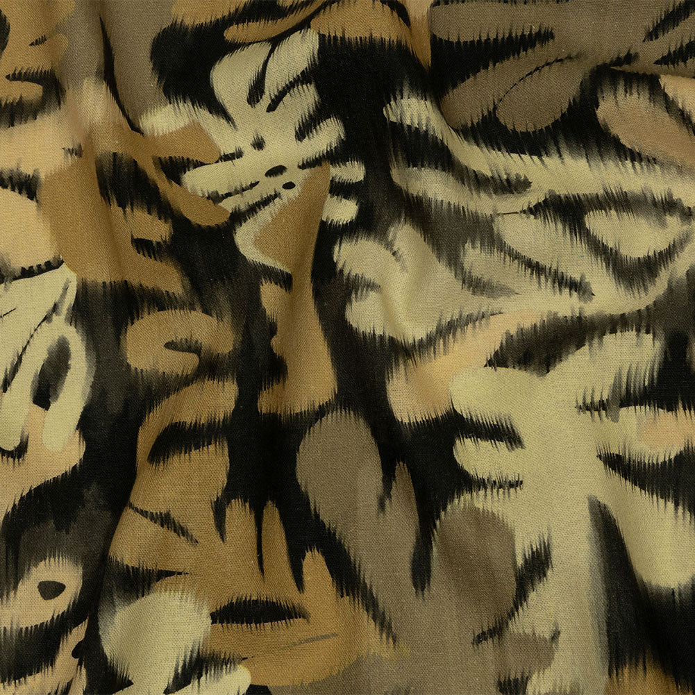Linen and Rayon Woven - Black and Beige Ikat Leaves - Things We Leave Behind Print - Mood Exclusive Rockland Collection Linen and Rayon Woven - Black and Beige Ikat Leaves - Things We Leave Behind Print - Mood Exclusive Rockland Collection
