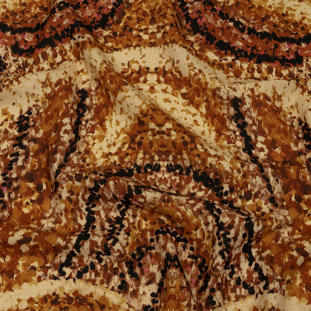 Linen and Rayon Woven - Beige and Orange Abstract - Summit Sketches Print - Mood Exclusive Rockland Collection Linen and Rayon Woven - Beige and Orange Abstract - Summit Sketches Print - Mood Exclusive Rockland Collection
