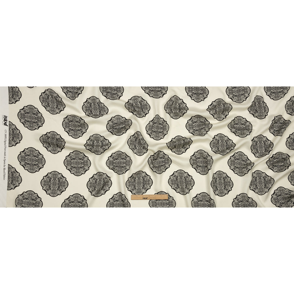 Rayon Challis - White Lacy Medallions - Cathedral Windows Print - Mood Exclusive Metro Collection - Full Rayon Challis - White Lacy Medallions - Cathedral Windows Print - Mood Exclusive Metro Collection - Full