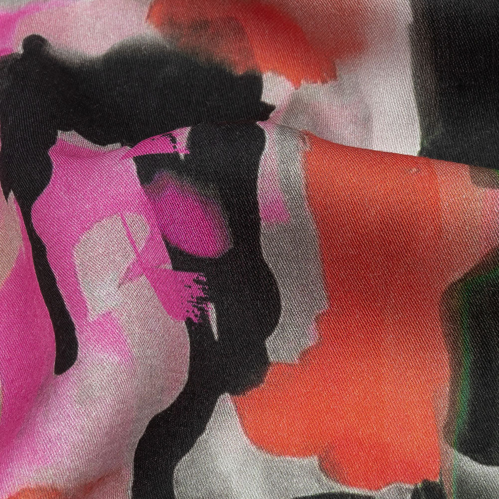 Rayon Challis - Pink and Orange Abstract Paint Drips - Painted Aspirations Print - Mood Exclusive Metro Collection - Detail Rayon Challis - Pink and Orange Abstract Paint Drips - Painted Aspirations Print - Mood Exclusive Metro Collection - Detail
