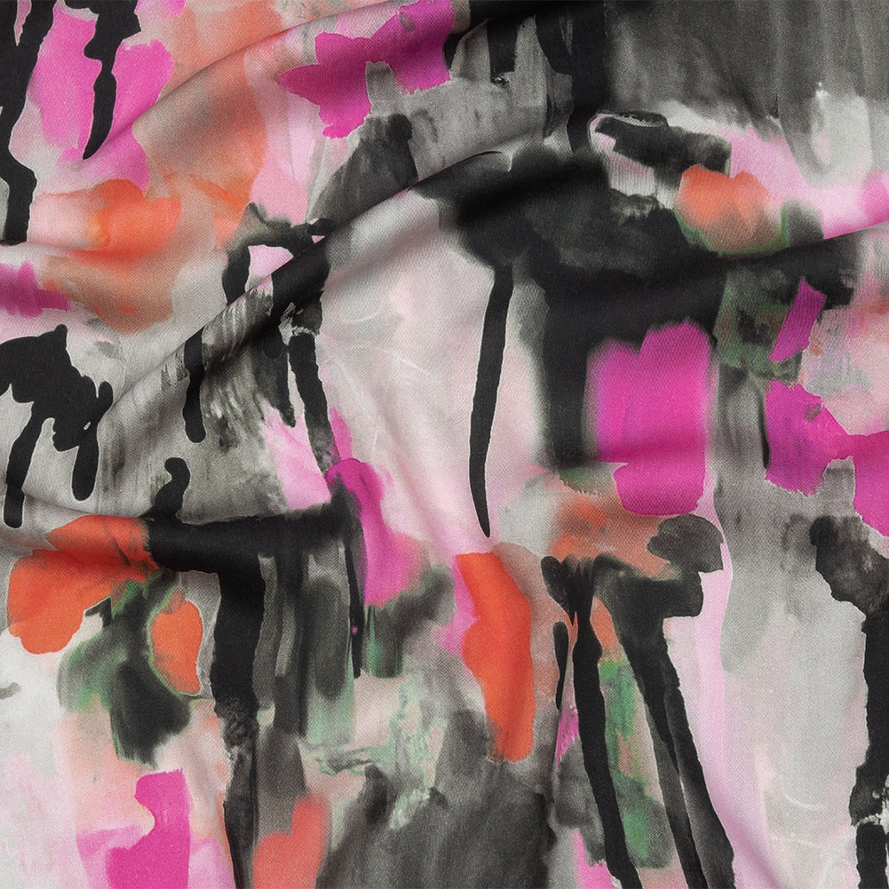 Rayon Challis - Pink and Orange Abstract Paint Drips - Painted Aspirations Print - Mood Exclusive Metro Collection Rayon Challis - Pink and Orange Abstract Paint Drips - Painted Aspirations Print - Mood Exclusive Metro Collection