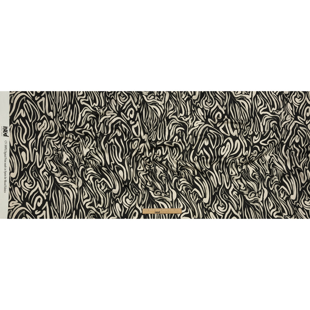 Rayón Challis - Líneas abstractas en blanco y negro - Impresión de la gira de galerías - Colección exclusiva Mood Metro Rayón Challis - Líneas abstractas en blanco y negro - Impresión de la gira de galerías - Colección exclusiva Mood Metro