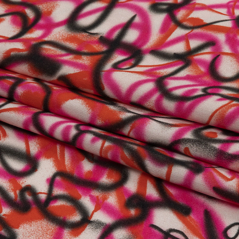 Rayon Challis - Pink Spraypaint Scribbles - Love Notorious Print - Mood Exclusive Metro Collection - Folded Rayon Challis - Pink Spraypaint Scribbles - Love Notorious Print - Mood Exclusive Metro Collection - Folded