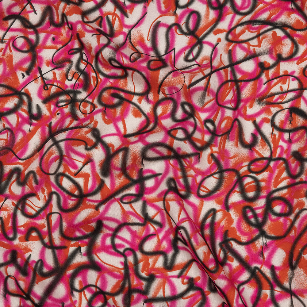 Rayon Challis - Pink Spraypaint Scribbles - Love Notorious Print - Mood Exclusive Metro Collection Rayon Challis - Pink Spraypaint Scribbles - Love Notorious Print - Mood Exclusive Metro Collection