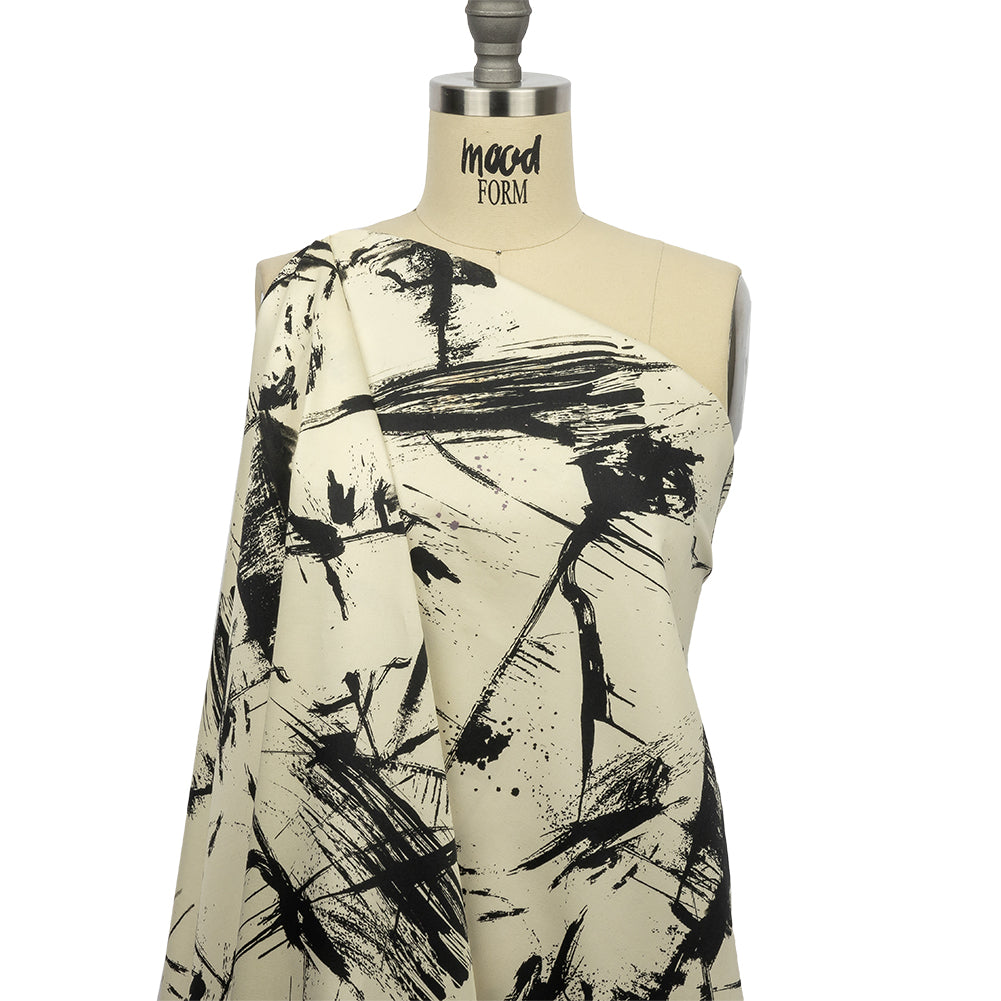 Stretch Cotton Sateen - Black and White Abstract - Subway Lines Print - Mood Exclusive Metro Collection Stretch Cotton Sateen - Black and White Abstract - Subway Lines Print - Mood Exclusive Metro Collection