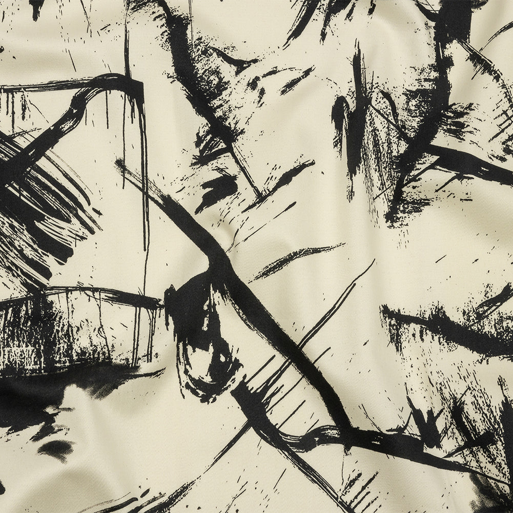 Stretch Cotton Sateen - Black and White Abstract - Subway Lines Print - Mood Exclusive Metro Collection Stretch Cotton Sateen - Black and White Abstract - Subway Lines Print - Mood Exclusive Metro Collection