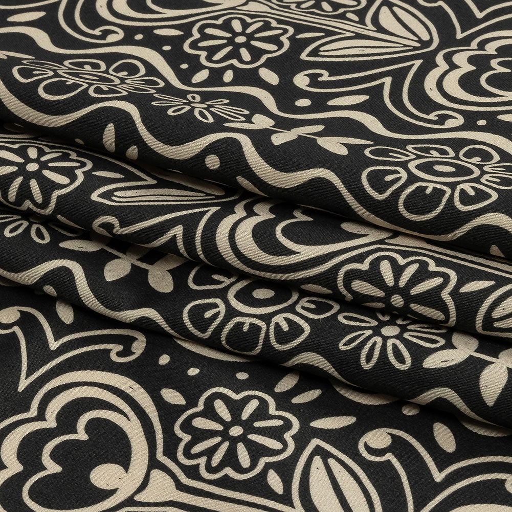 Stretch Cotton Sateen - Black and White Floral Rows - Park Avenue Print - Mood Exclusive Metro Collection Stretch Cotton Sateen - Black and White Floral Rows - Park Avenue Print - Mood Exclusive Metro Collection