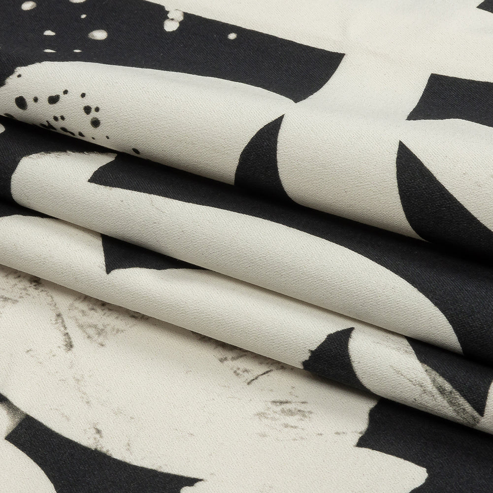 Stretch Cotton Sateen - Black and White Graffiti Letters - Wall of Fame Print - Mood Exclusive Metro Collection - Folded Stretch Cotton Sateen - Black and White Graffiti Letters - Wall of Fame Print - Mood Exclusive Metro Collection - Folded