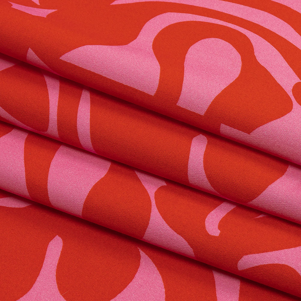 Stretch Cotton Sateen - Pink and Red Abstract - Show Goes On Print - Mood Exclusive Metro Collection Stretch Cotton Sateen - Pink and Red Abstract - Show Goes On Print - Mood Exclusive Metro Collection
