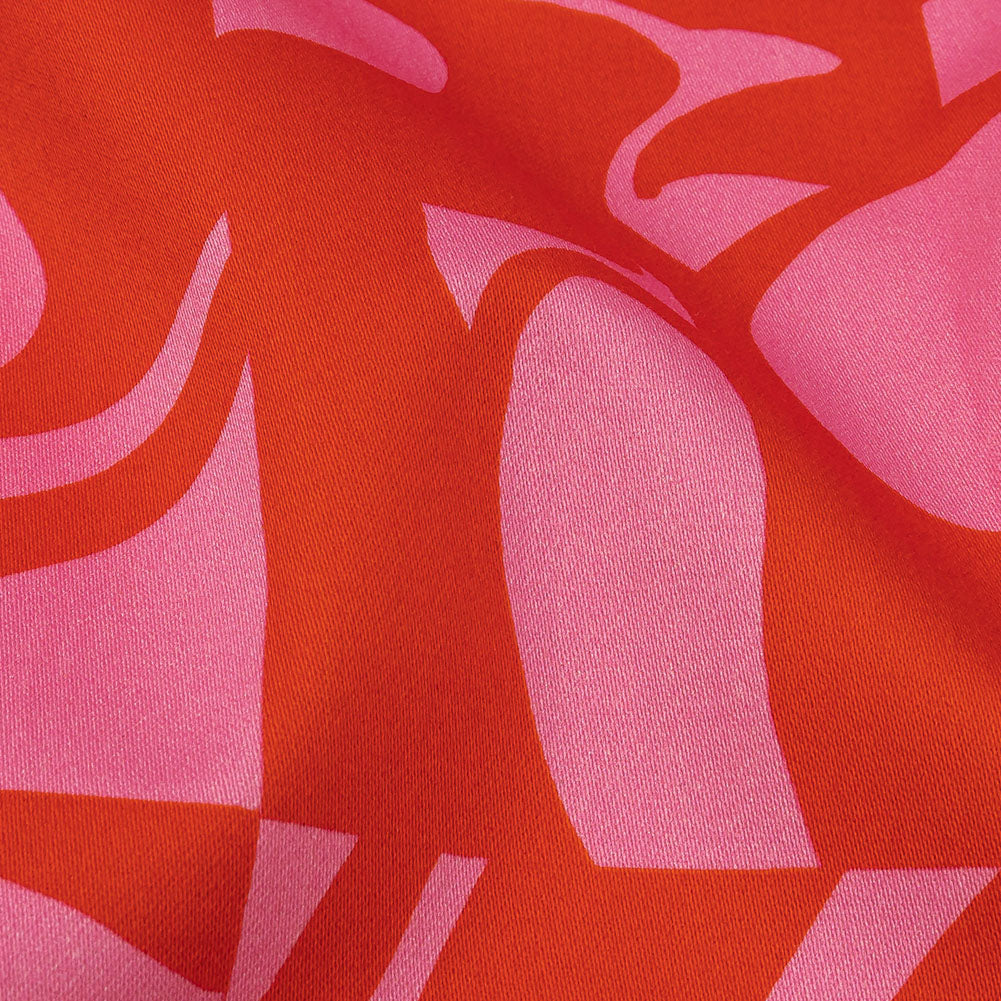 Stretch Cotton Sateen - Pink and Red Abstract - Show Goes On Print - Mood Exclusive Metro Collection Stretch Cotton Sateen - Pink and Red Abstract - Show Goes On Print - Mood Exclusive Metro Collection