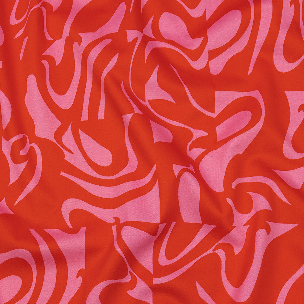 Stretch Cotton Sateen - Pink and Red Abstract - Show Goes On Print - Mood Exclusive Metro Collection Stretch Cotton Sateen - Pink and Red Abstract - Show Goes On Print - Mood Exclusive Metro Collection