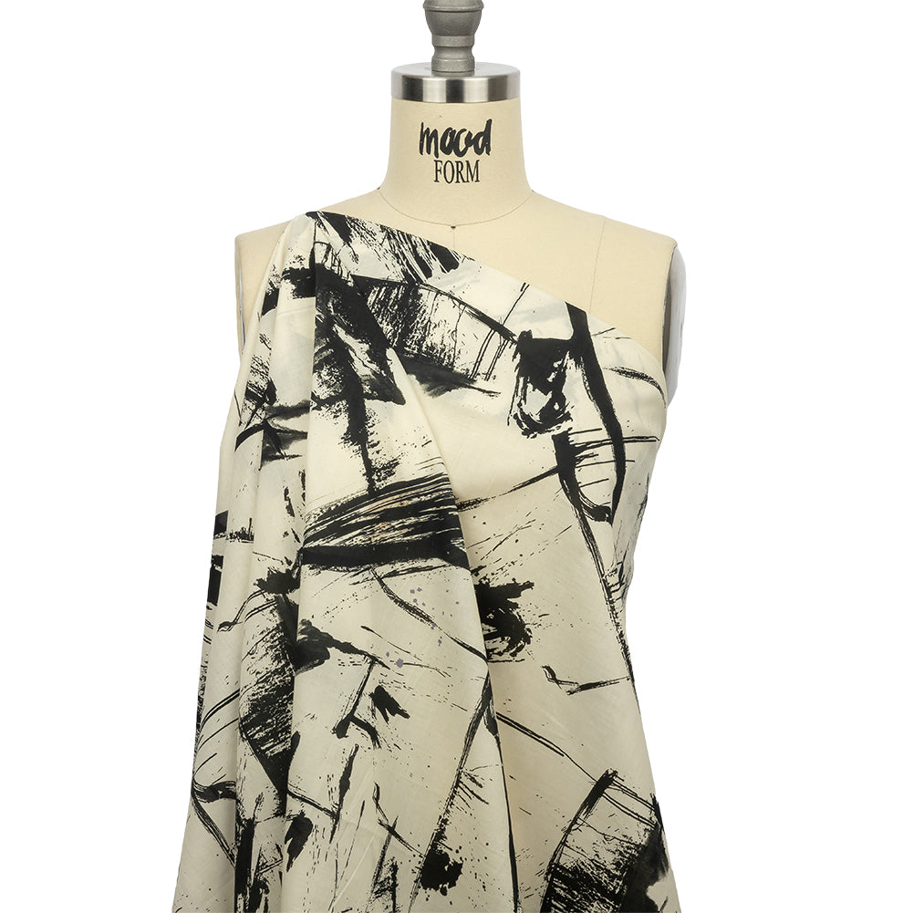 Cotton Voile - Black and White Abstract - Subway Lines Print - Mood Exclusive Metro Collection Cotton Voile - Black and White Abstract - Subway Lines Print - Mood Exclusive Metro Collection