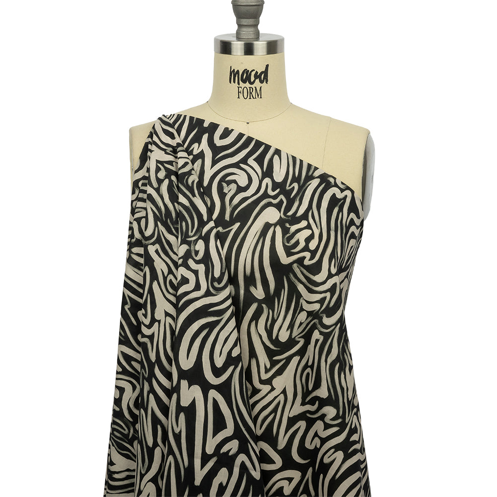 Cotton Voile - Black and White Abstract Lines - Gallery Tour Print - Mood Exclusive Metro Collection Cotton Voile - Black and White Abstract Lines - Gallery Tour Print - Mood Exclusive Metro Collection