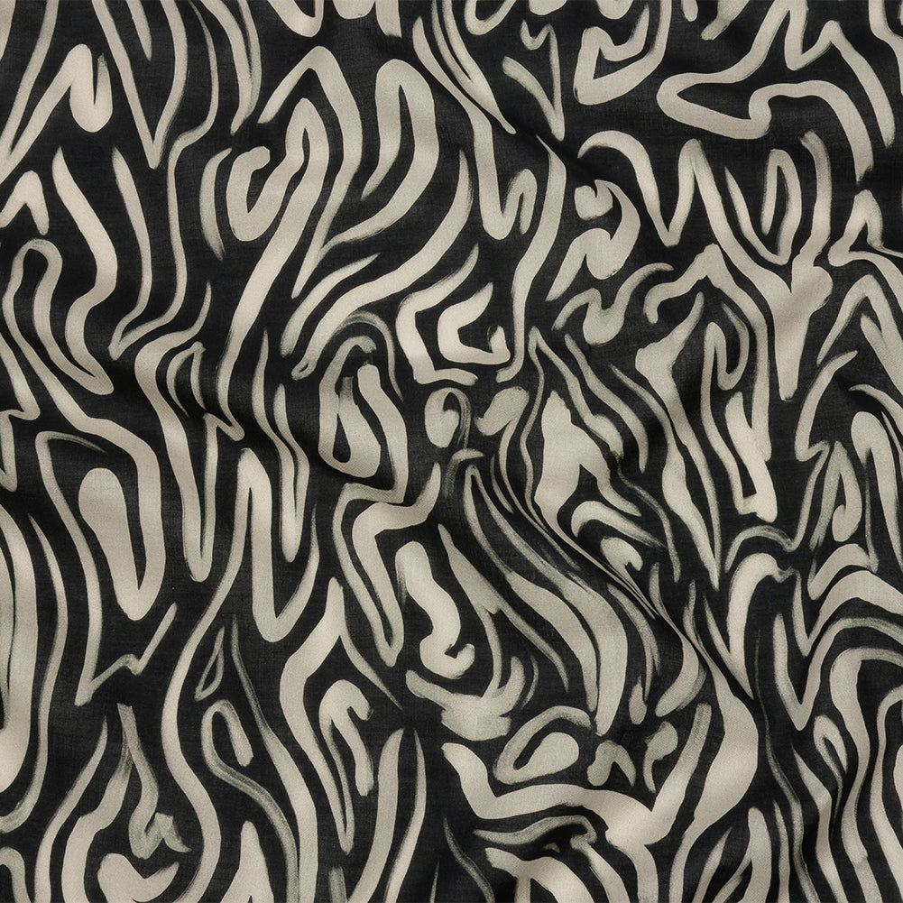 Cotton Voile - Black and White Abstract Lines - Gallery Tour Print - Mood Exclusive Metro Collection Cotton Voile - Black and White Abstract Lines - Gallery Tour Print - Mood Exclusive Metro Collection