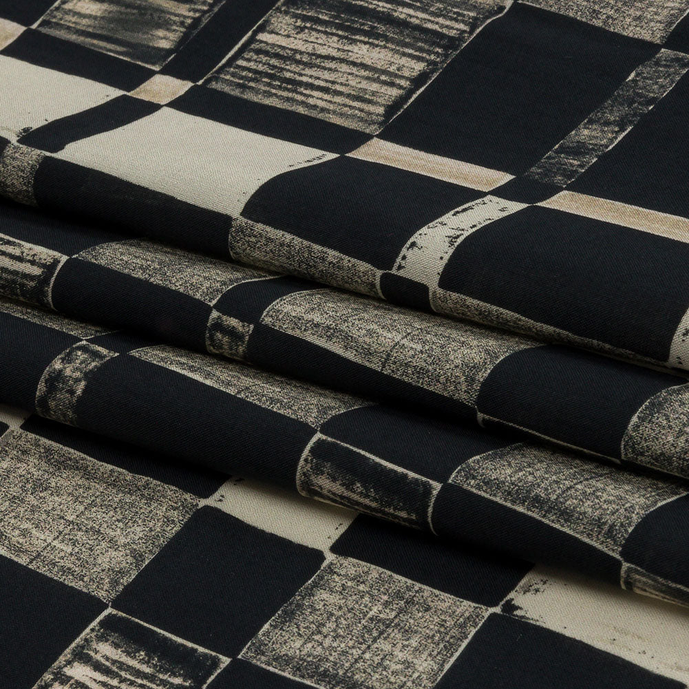 Cotton Voile - Black and White Checks - City Blocked Print - Mood Exclusive Metro Collection Cotton Voile - Black and White Checks - City Blocked Print - Mood Exclusive Metro Collection