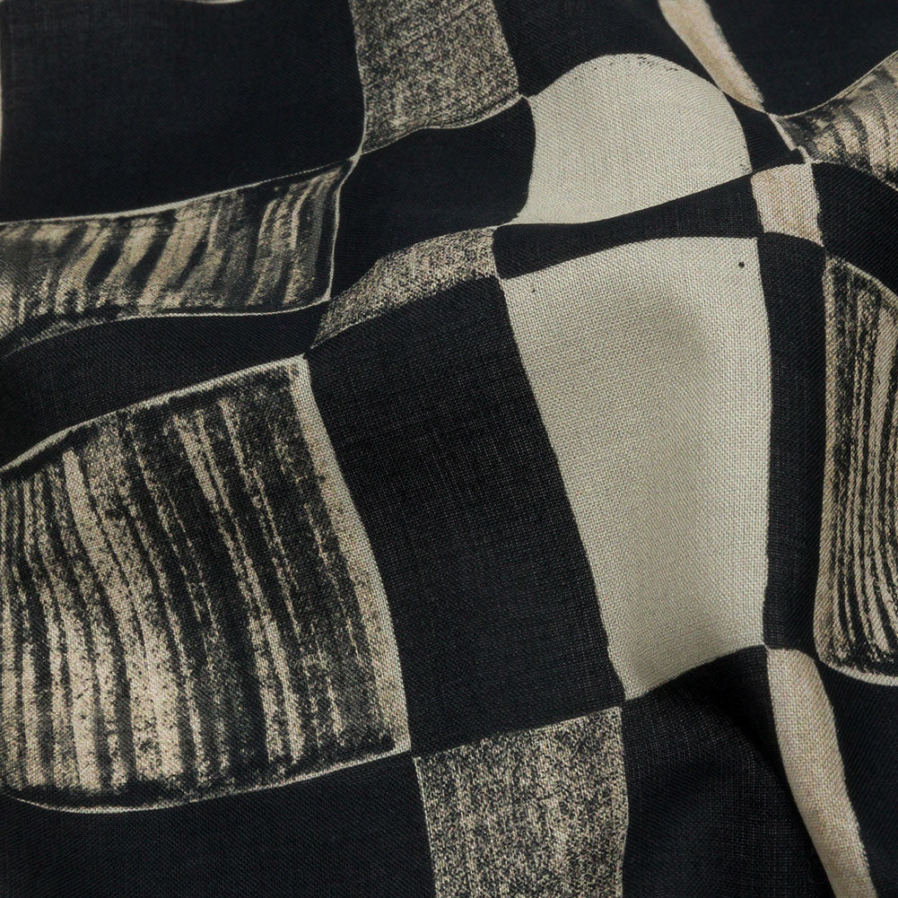 Cotton Voile - Black and White Checks - City Blocked Print - Mood Exclusive Metro Collection Cotton Voile - Black and White Checks - City Blocked Print - Mood Exclusive Metro Collection