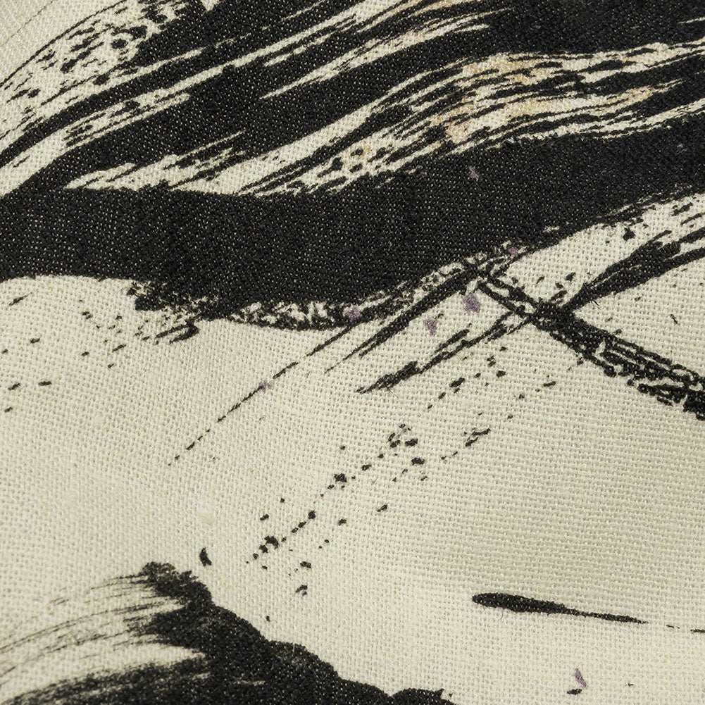 Linen and Rayon Woven - Black and Ivory Abstract - Subway Lines Print - Mood Exclusive Metro Collection - Detail Linen and Rayon Woven - Black and Ivory Abstract - Subway Lines Print - Mood Exclusive Metro Collection - Detail