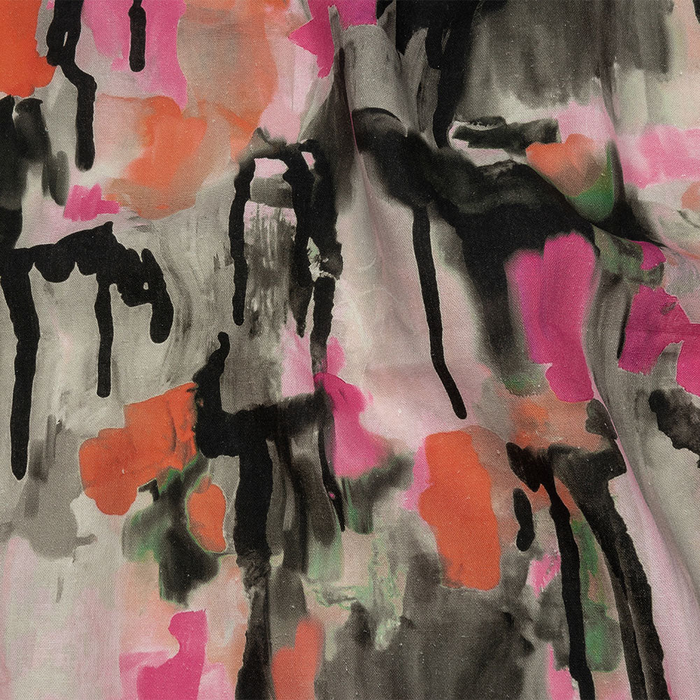 Linen and Rayon Woven - Pink and Orange Abstract Paint Drips - Painted Aspirations Print - Mood Exclusive Metro Collection Linen and Rayon Woven - Pink and Orange Abstract Paint Drips - Painted Aspirations Print - Mood Exclusive Metro Collection