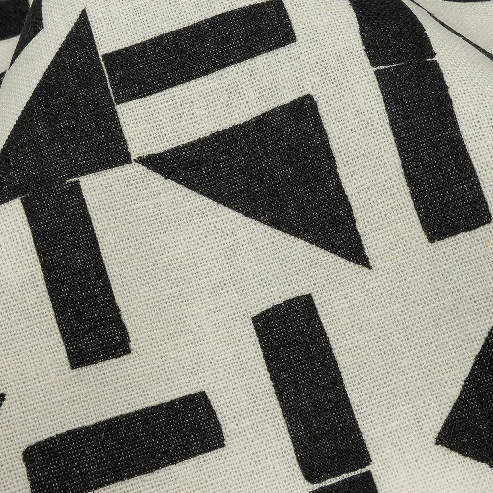 Linen and Rayon Woven - Black and White Geometric - Changing Trains Print - Mood Exclusive Metro Collection Linen and Rayon Woven - Black and White Geometric - Changing Trains Print - Mood Exclusive Metro Collection
