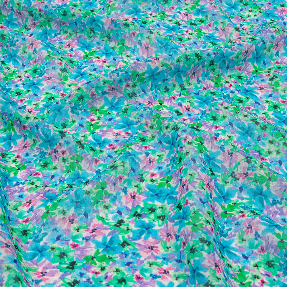 Viscose Georgette - Blue and Purple Floral - Isola Bella Print - Mood Exclusive Secret Garden Collection Viscose Georgette - Blue and Purple Floral - Isola Bella Print - Mood Exclusive Secret Garden Collection