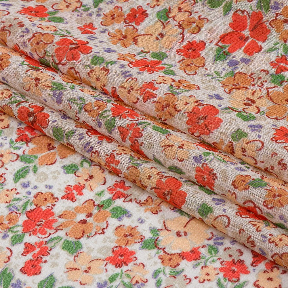 Viscose Georgette - Cream and Peach Floral - Poppy Hypnosis Print - Mood Exclusive Secret Garden Collection Viscose Georgette - Cream and Peach Floral - Poppy Hypnosis Print - Mood Exclusive Secret Garden Collection