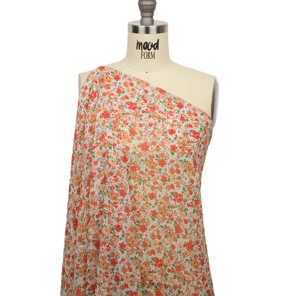 Viscose Georgette - Cream and Peach Floral - Poppy Hypnosis Print - Mood Exclusive Secret Garden Collection Viscose Georgette - Cream and Peach Floral - Poppy Hypnosis Print - Mood Exclusive Secret Garden Collection