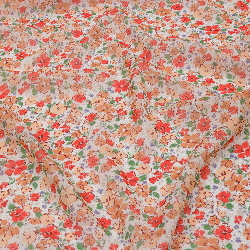 Viscose Georgette - Cream and Peach Floral - Poppy Hypnosis Print - Mood Exclusive Secret Garden Collection Viscose Georgette - Cream and Peach Floral - Poppy Hypnosis Print - Mood Exclusive Secret Garden Collection