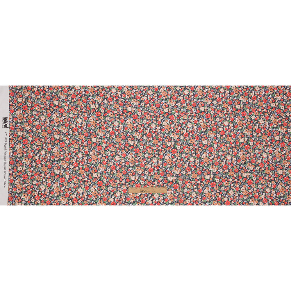 Viscose Georgette - Black and Peach Floral - Poppy Hypnosis Print - Mood Exclusive Secret Garden Collection - Full Viscose Georgette - Black and Peach Floral - Poppy Hypnosis Print - Mood Exclusive Secret Garden Collection - Full