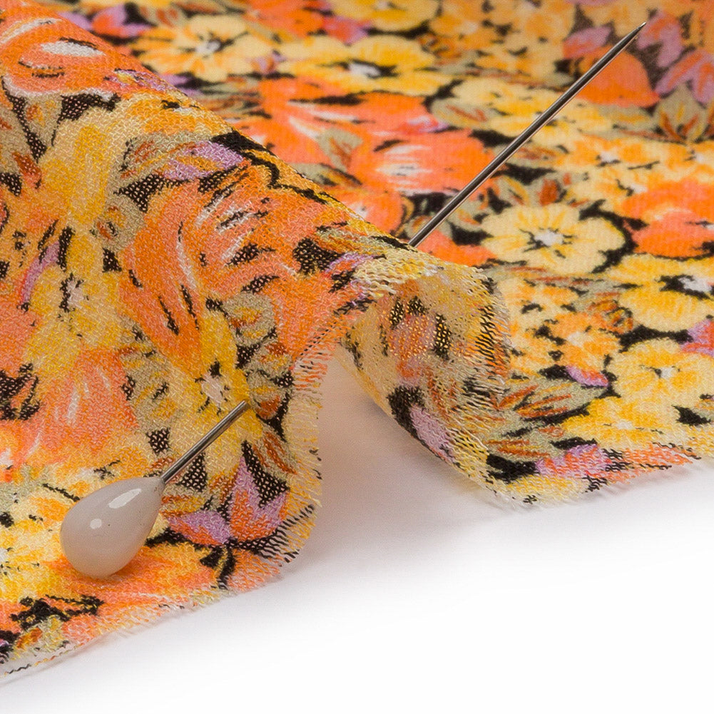 Viscose Georgette - Yellow and Orange Floral - Titania's Dream Print - Mood Exclusive Secret Garden Collection - Detail Viscose Georgette - Yellow and Orange Floral - Titania's Dream Print - Mood Exclusive Secret Garden Collection - Detail