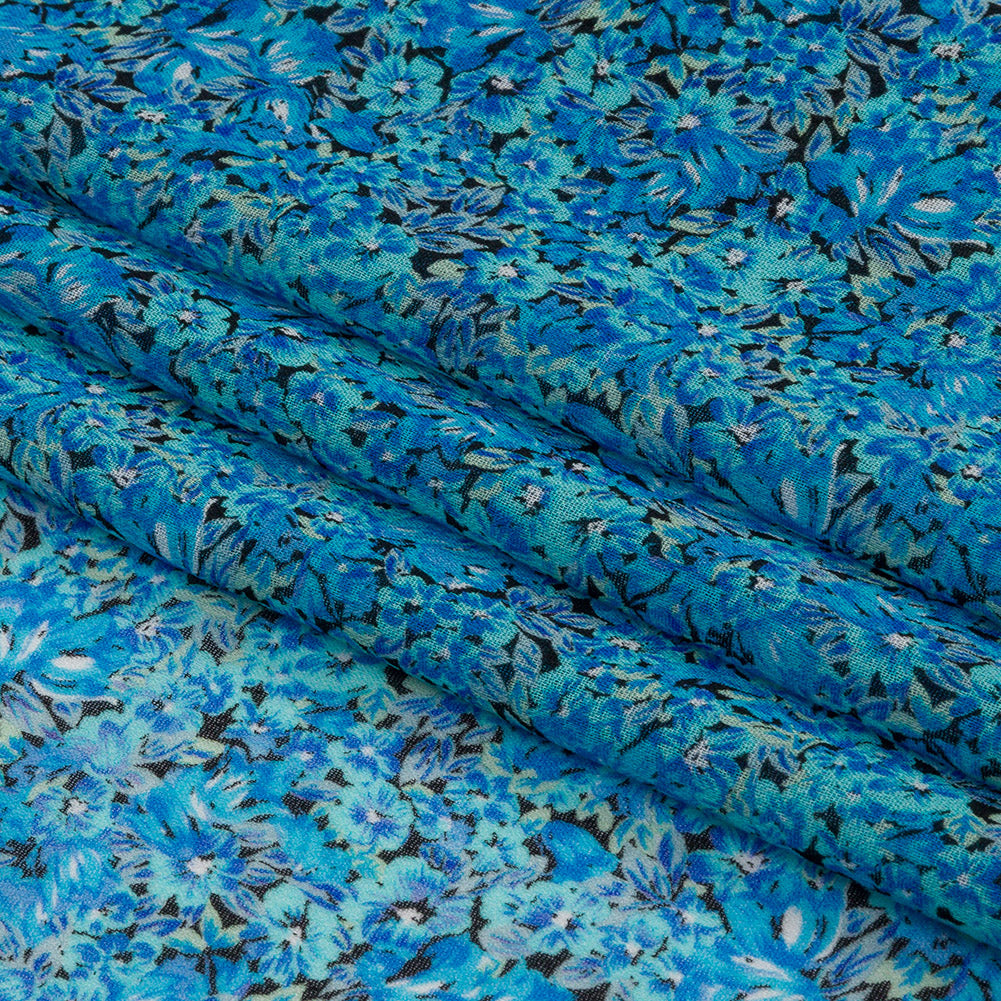 Viscose Georgette - Blue Floral - Titania's Dream Print - Mood Exclusive Secret Garden Collection Viscose Georgette - Blue Floral - Titania's Dream Print - Mood Exclusive Secret Garden Collection