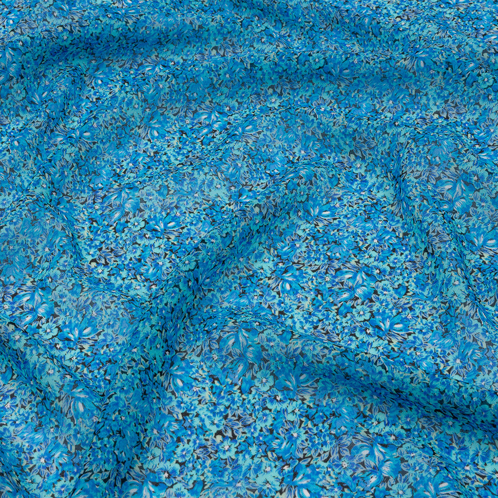 Viscose Georgette - Blue Floral - Titania's Dream Print - Mood Exclusive Secret Garden Collection Viscose Georgette - Blue Floral - Titania's Dream Print - Mood Exclusive Secret Garden Collection