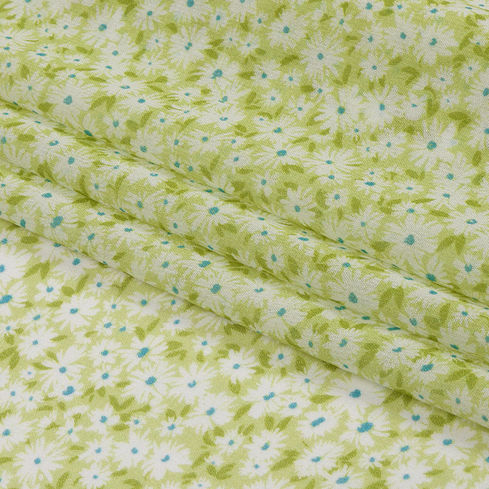 Viscose Georgette - Lime Green and White Floral - Sunday in the Park Print - Mood Exclusive Secret Garden Collection Viscose Georgette - Lime Green and White Floral - Sunday in the Park Print - Mood Exclusive Secret Garden Collection